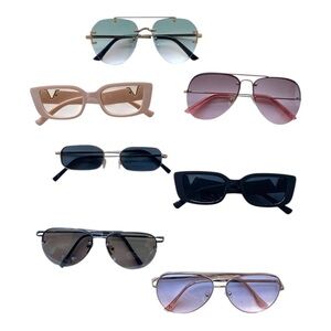 Sunglasses Bundle Lot of 7 Aviator Rectangle Cat Eye Tinted Different Frames set
